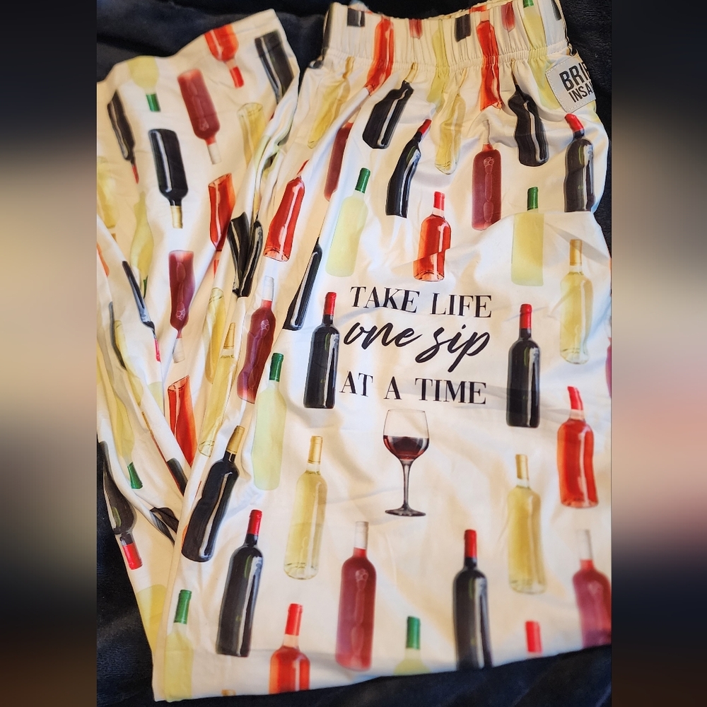 Brief Insanity Wine Bottle Print Lounge Pants  Size XXL NWT